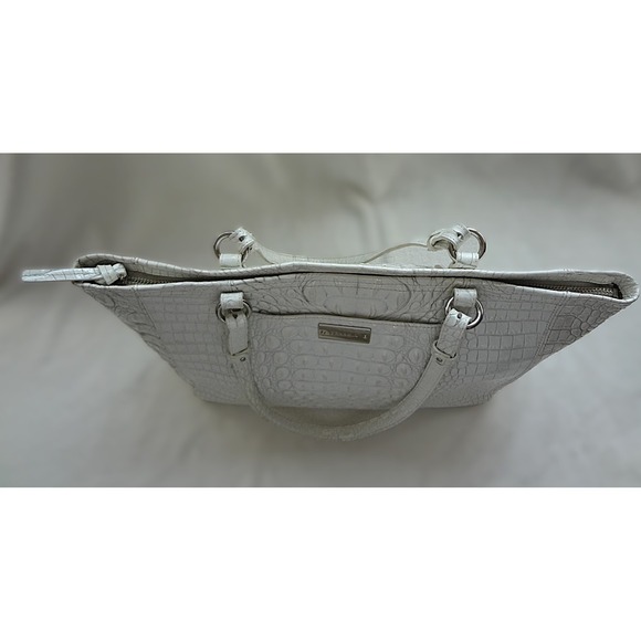 Brahmin Medium Asher Tote and Matching Wallet Croc Embossed Leather Coconut Milk - Picture 3 of 16